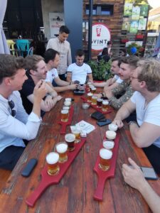 Tourists enjoying tasting craft beer in Belgrade